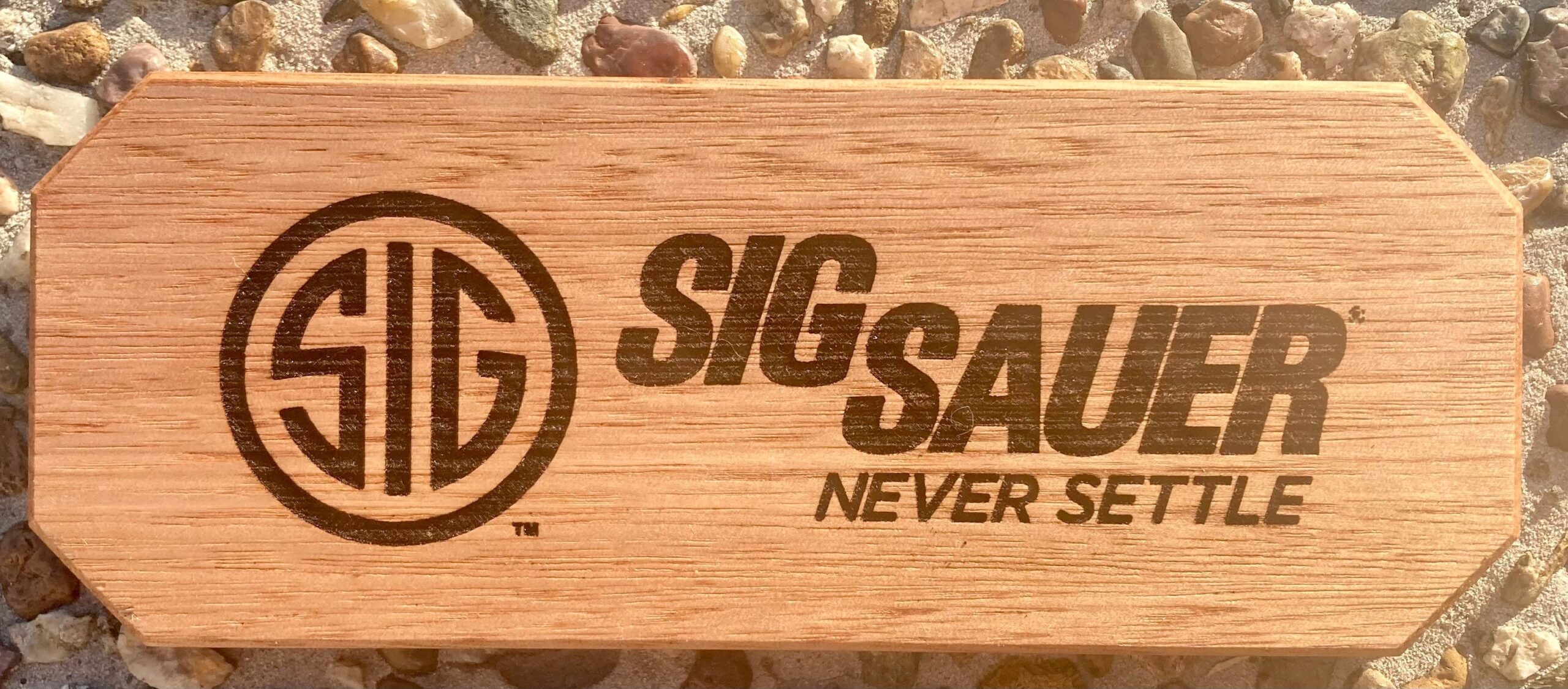 Pistol Display Stand - Laser Engraved Tasmania Oak - Image 8