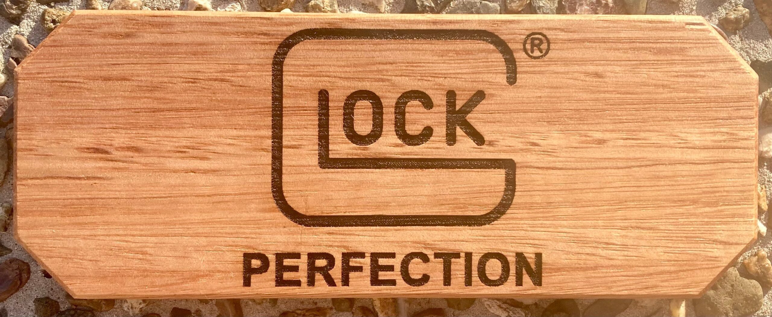 Pistol Display Stand - Laser Engraved Tasmania Oak - Image 4