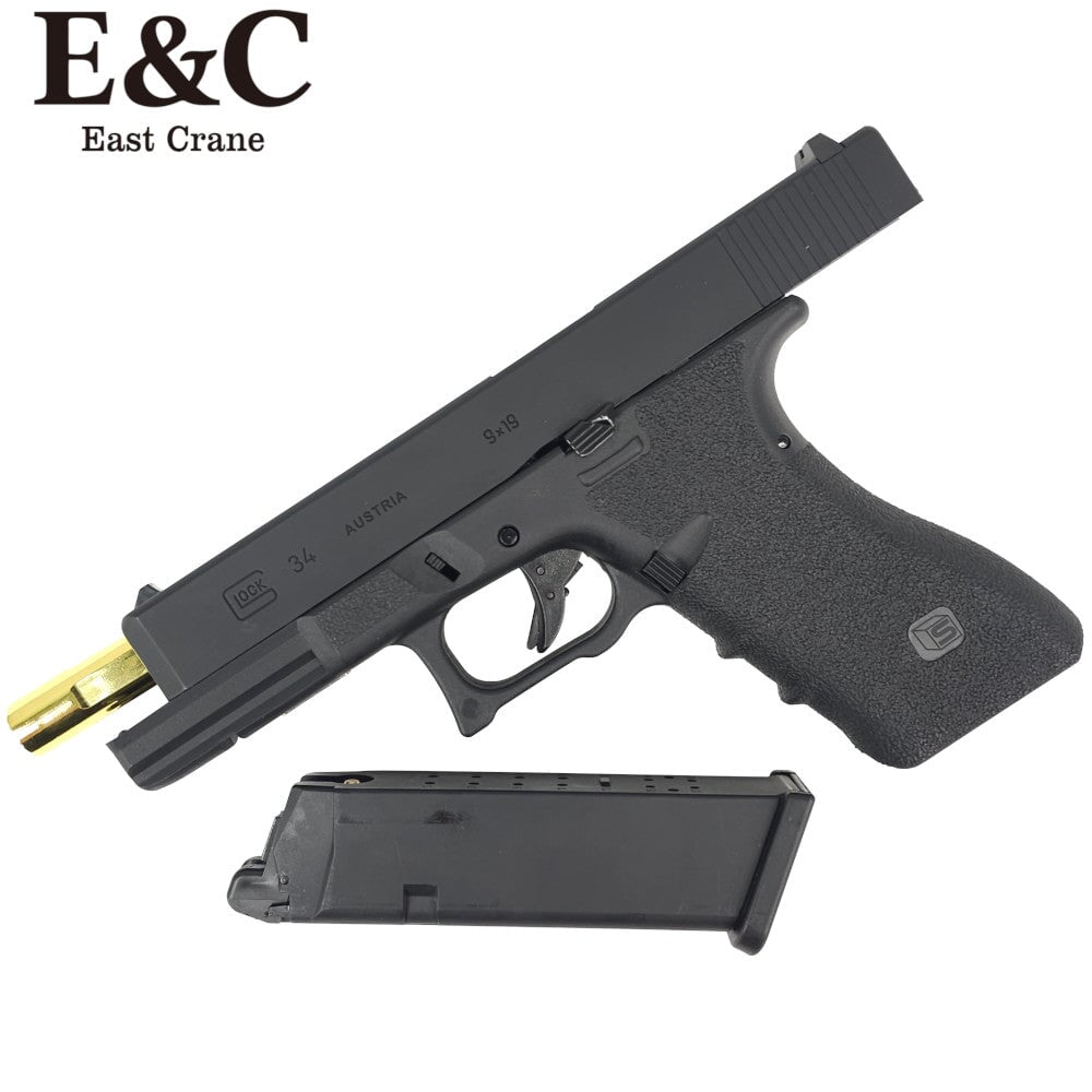 E&C SAI Glock 34 Gas Blowback Gel Blaster Pistol – Black and Gold - Image 5