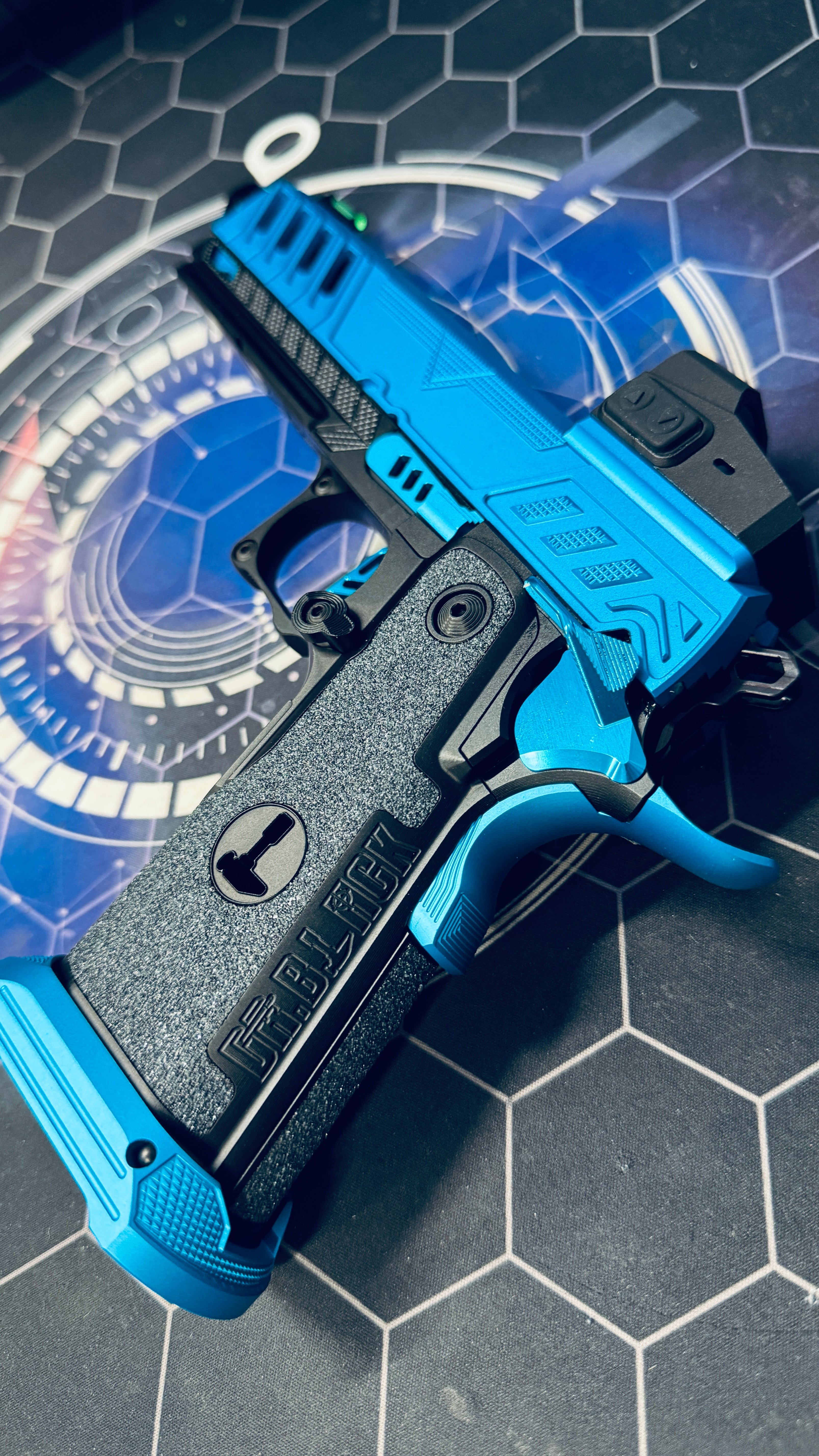 Custom Dr Black Hi-Capa 5.1 GBB Pistol Gel Blaster - Type W MOS Aqua/Black - Image 9