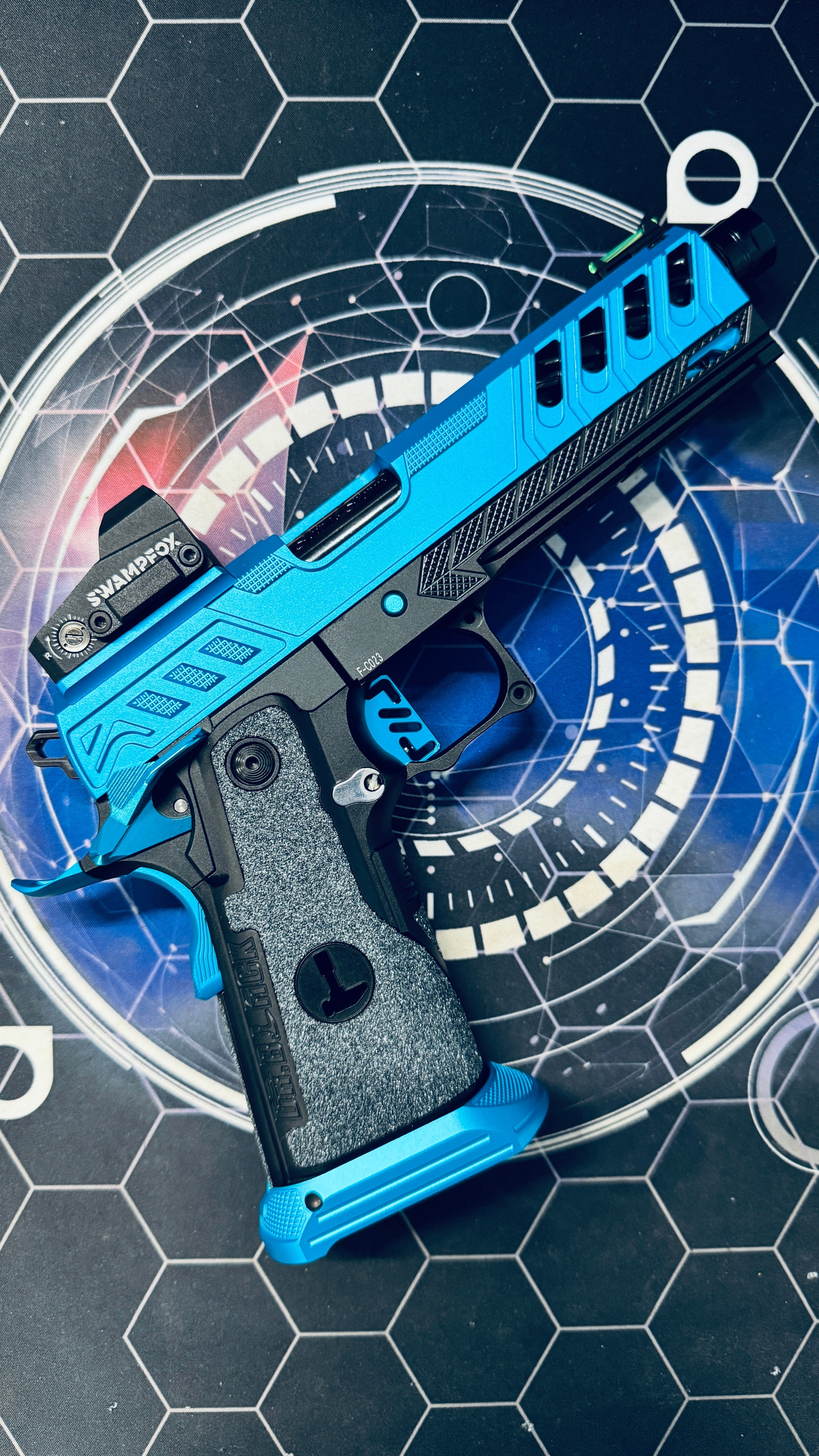 Custom Dr Black Hi-Capa 5.1 GBB Pistol Gel Blaster - Type W MOS Aqua/Black - Image 10