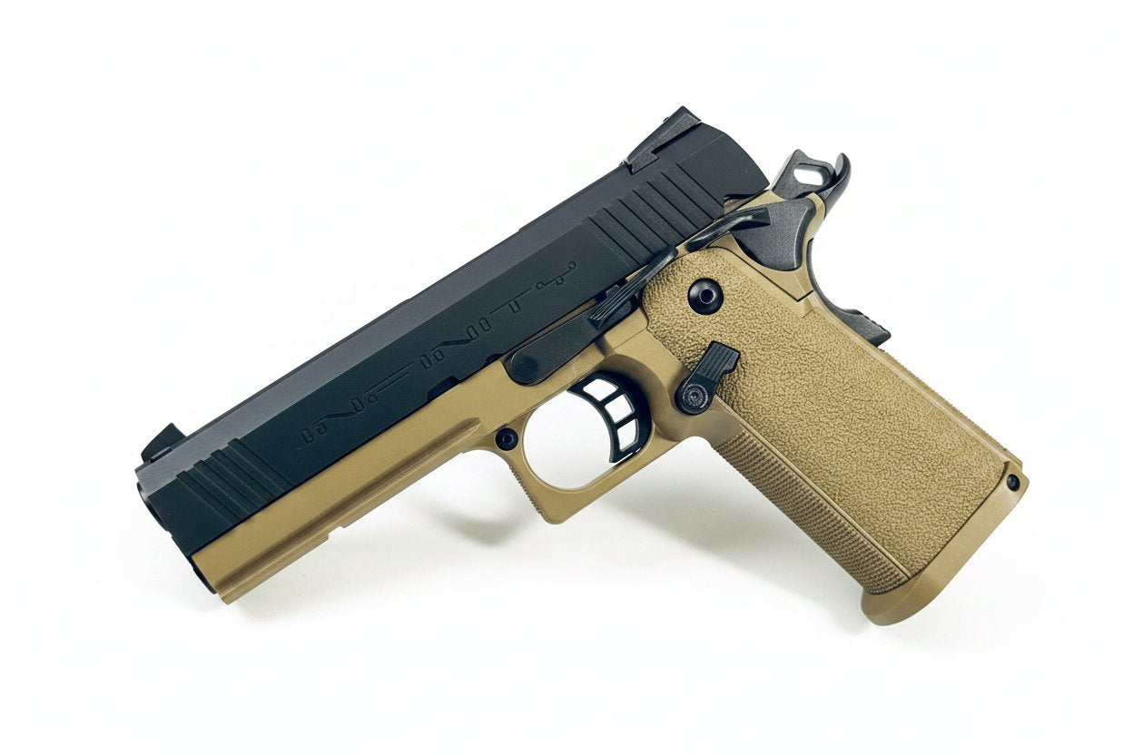 Custom Guarder Hi-Capa 4.3 Infinity GBB Pistol Gel Blaster - FDE/Black - Image 2