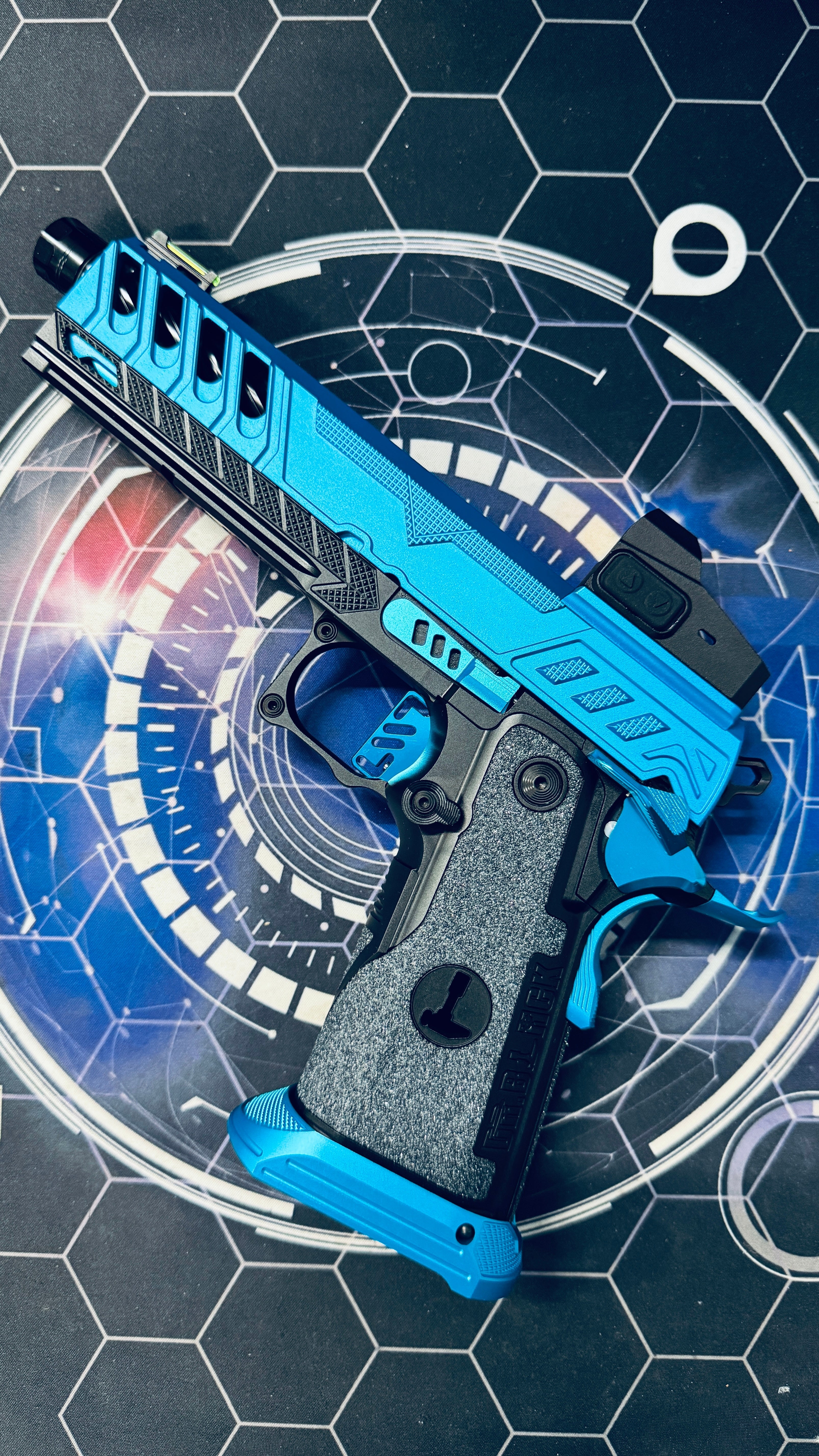 Custom Dr Black Hi-Capa 5.1 GBB Pistol Gel Blaster - Type W MOS Aqua/Black - Image 11