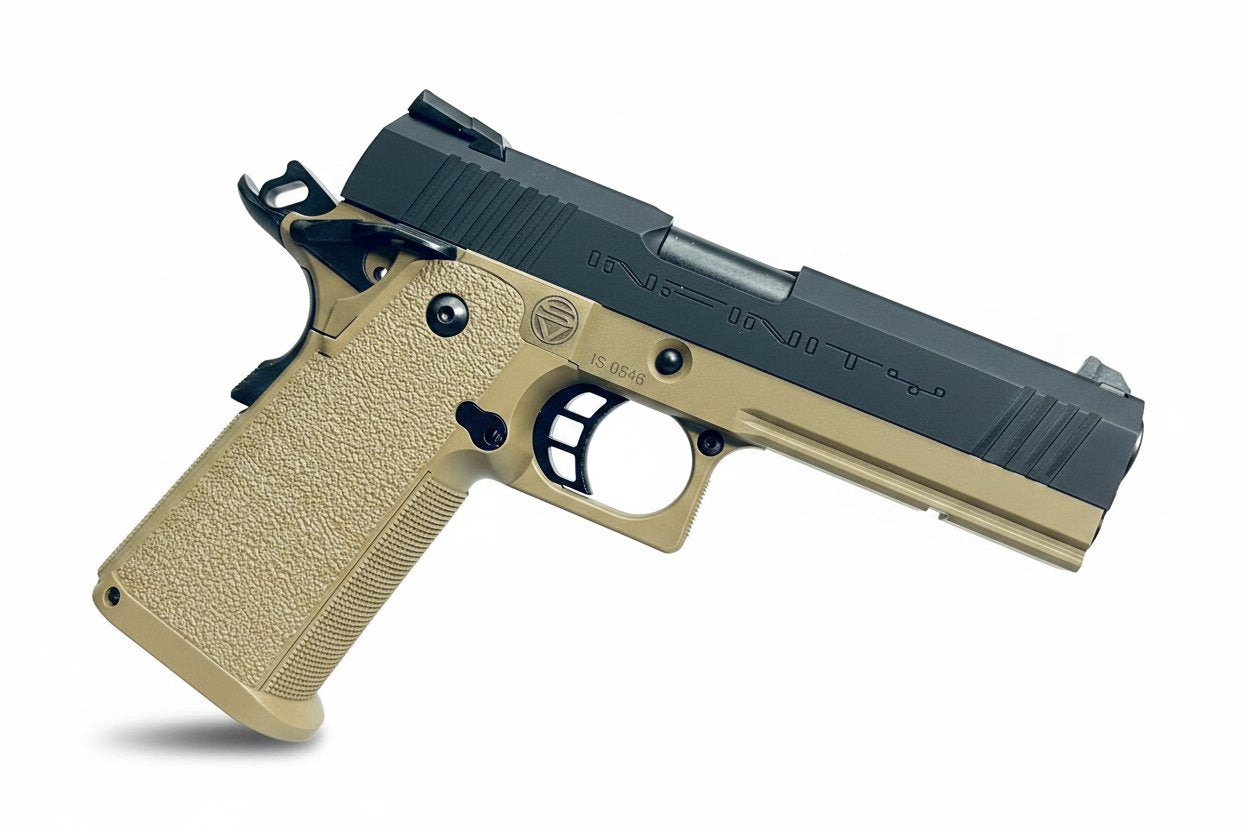 Custom Guarder Hi-Capa 4.3 Infinity GBB Pistol Gel Blaster - FDE/Black