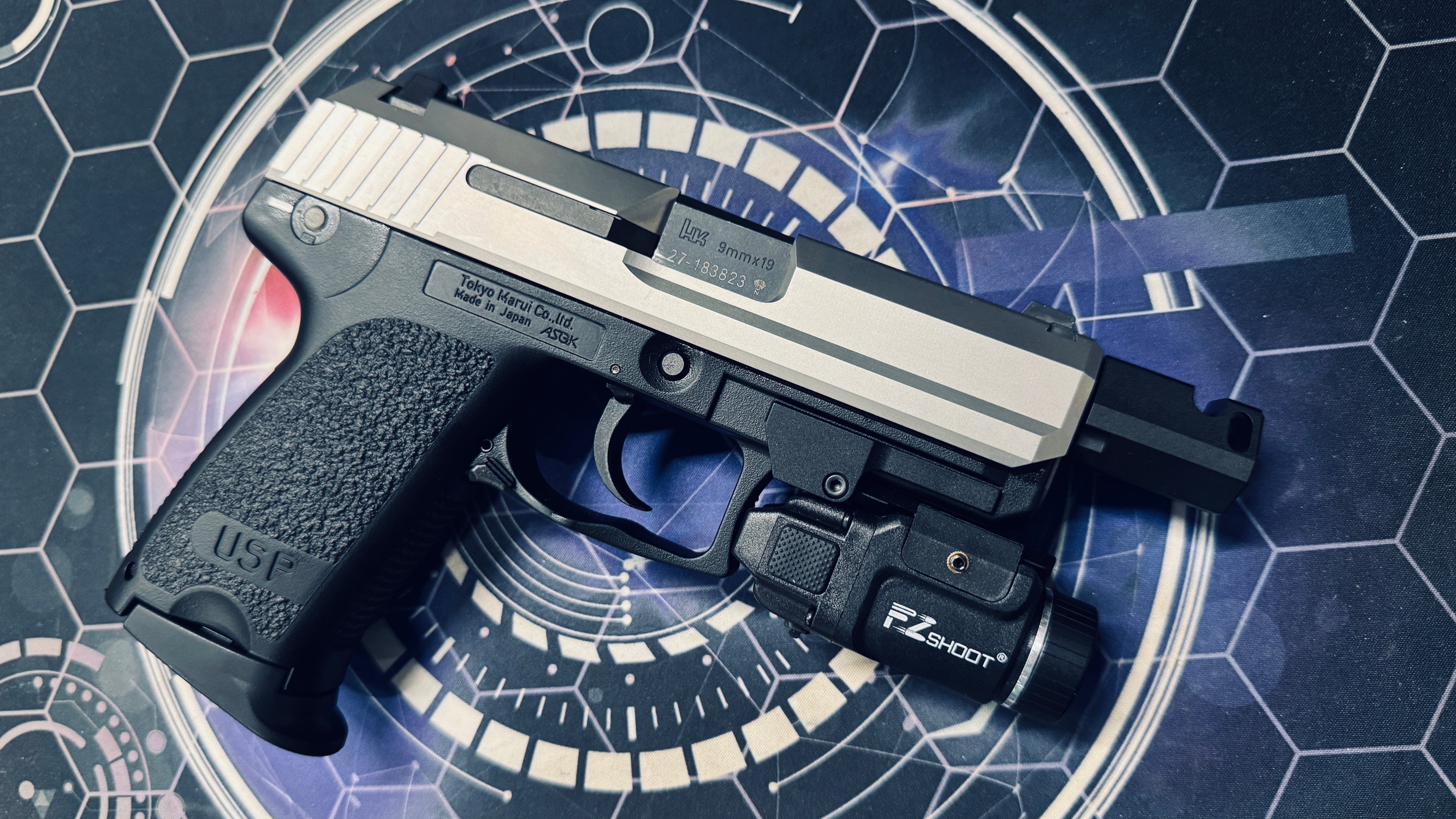 Custom Tokyo Marui / Guarder Stainless Steel USP Compact Gel Blaster - Compensator + Torch - Image 3
