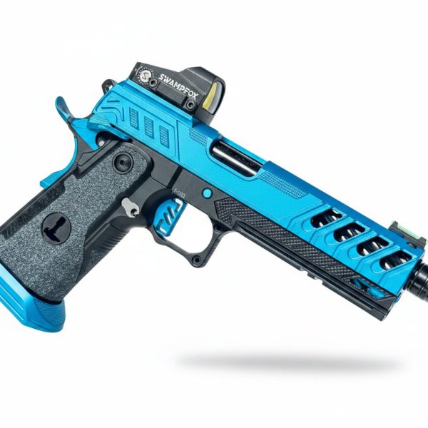 Custom Dr Black Hi-Capa 5.1 GBB Pistol Gel Blaster - Type W MOS Aqua/Black