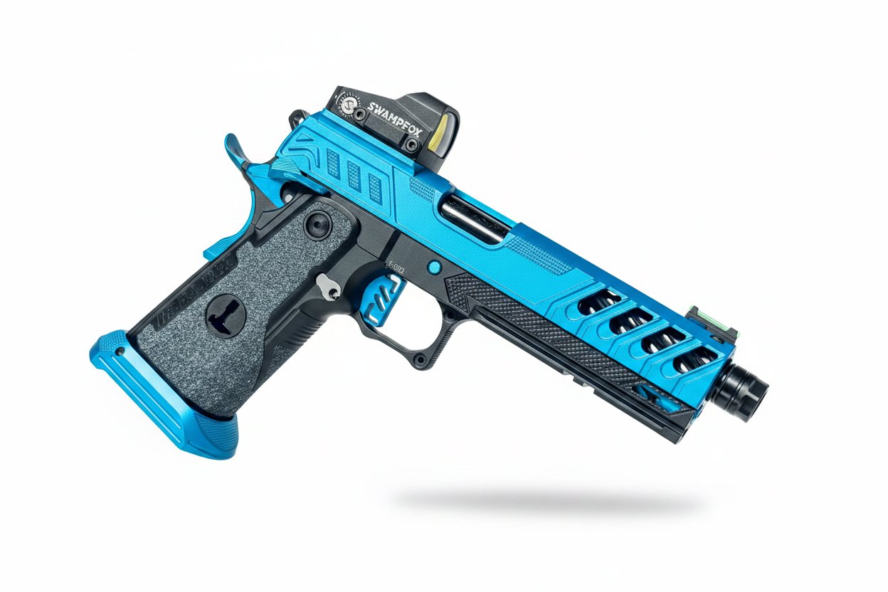 Custom Dr Black Hi-Capa 5.1 GBB Pistol Gel Blaster - Type W MOS Aqua/Black