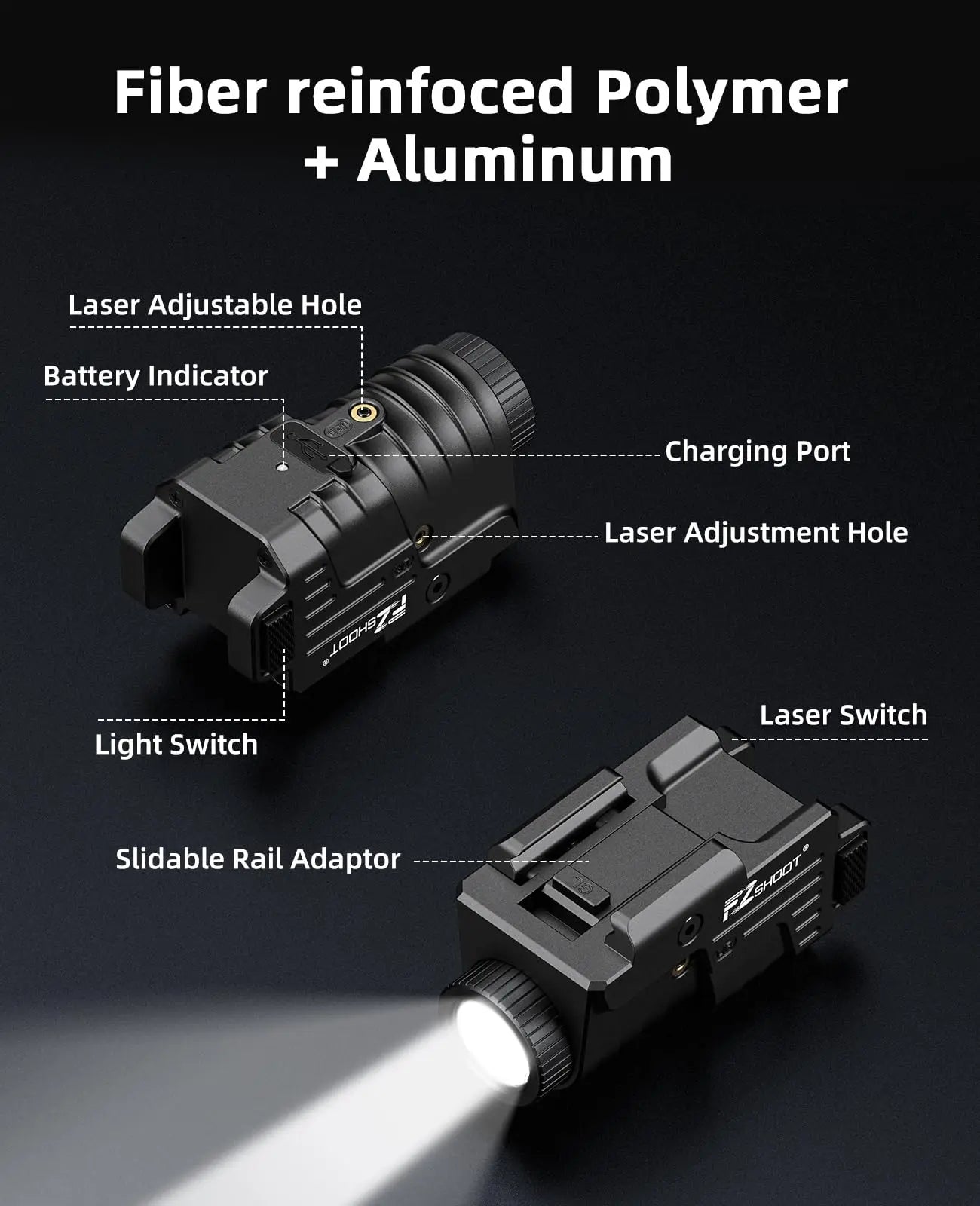 FZ Shoot Weapon Flashlight w/Laser - Black - Image 4