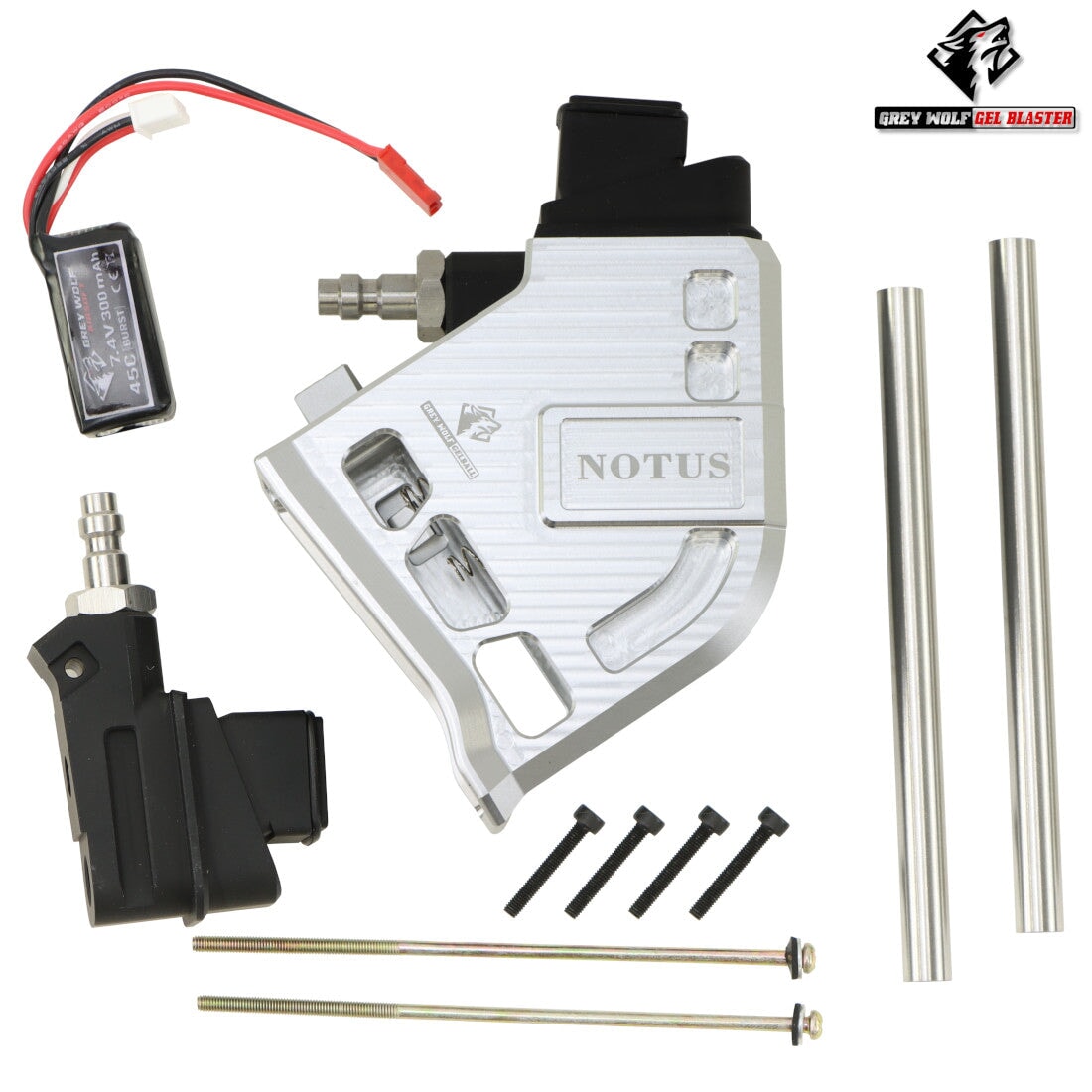 GW Notus Raw Silver HPA Adaptor for GBB Gel Blaster Pistols - Image 3