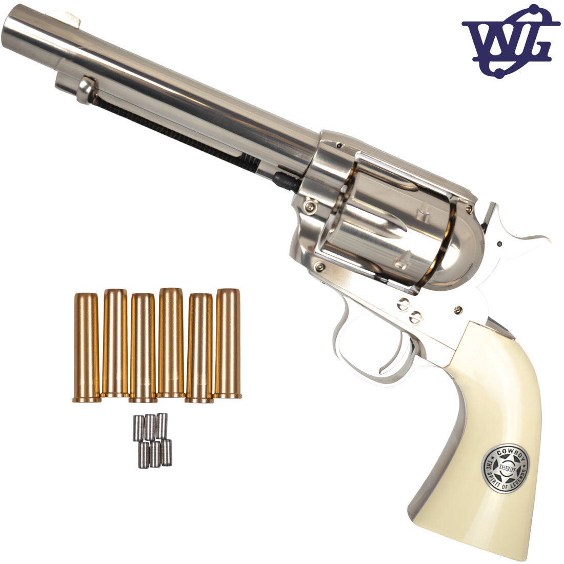 Umarex Wingun Colt SAA Peacemaker .45 Revolver Gel Blaster - Silver - Image 2